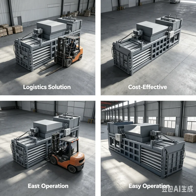 Fully Automatic Horizontal Baler Isolate Moving Parts For Worker Safe Daily Waste Processing Operation