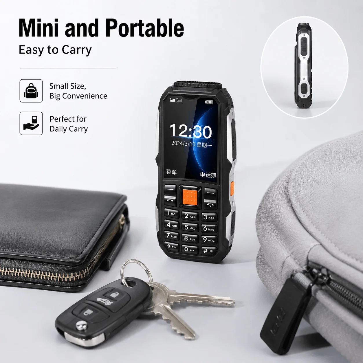 Mini Feature Phone Dual SIM Dual Standby Big Button Long Battery Dual Flashlight Portable Basic Mobile Phone Seniors Backup