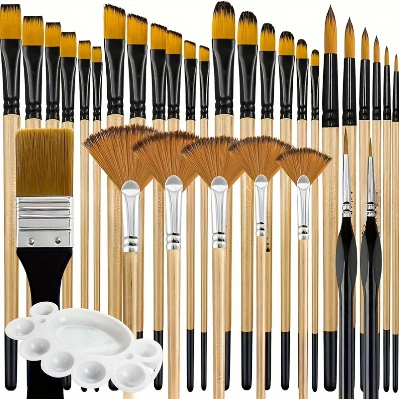 

33 Pieces Paint Brush Set Artist Series Suitable for Artists and Beginners for Acrylic Painting Oil Watercolor Gouache