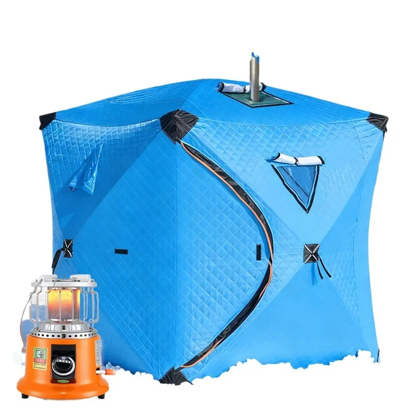 For winter fishing tent, winter fishing tent thickened windproof and warm padded cotton quick open tent ice house night