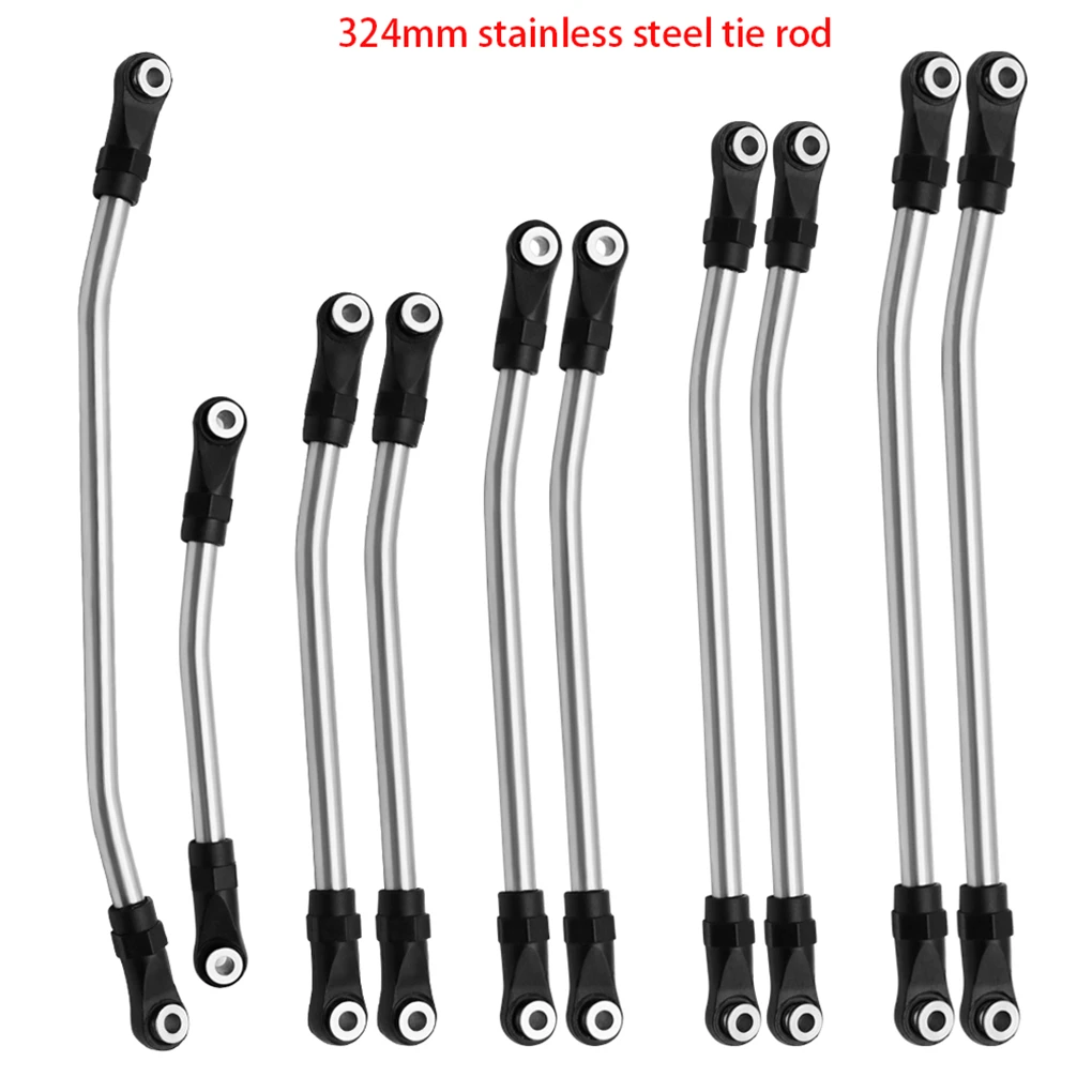 313mm/324mm Metal Link Set Linkage Steering Rod with Nylon End Kit for Axial SCX10 SCX10II 90046 1/10 RC Crawler Car