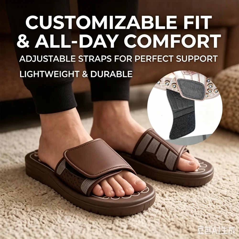 Acupressure Foot Massage Slippers Magnetic Therapy Sandals Adjustable Reflexology Slides Shoes for Home Spa Comfort Relaxation