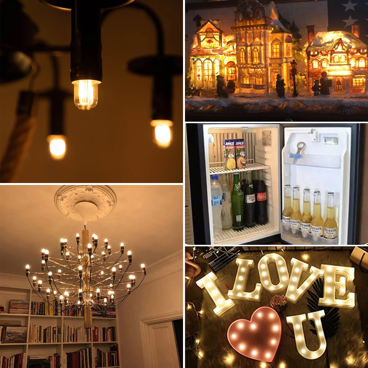 GANRILAND 2W LED Filament Mini Light Bulb Vintage T20 E12 E14 Base Dimmable Tubular Edison Bulb 20W Equivalent Home Indoor Decor