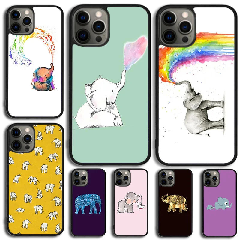 Cute Elephant Cartoon Phone Case Cover For iPhone 15 16 14 XR XS 11 12 13 Mini Pro MAX Plus