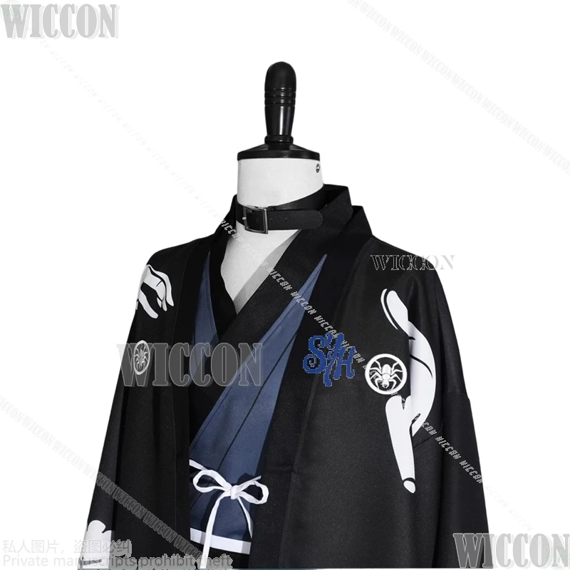 Omokage Yugamu Cosplay jeu cent Cos ligne Anime japonais Kimono noir rétro robe bandeau perruques Halloween carnaval tenue