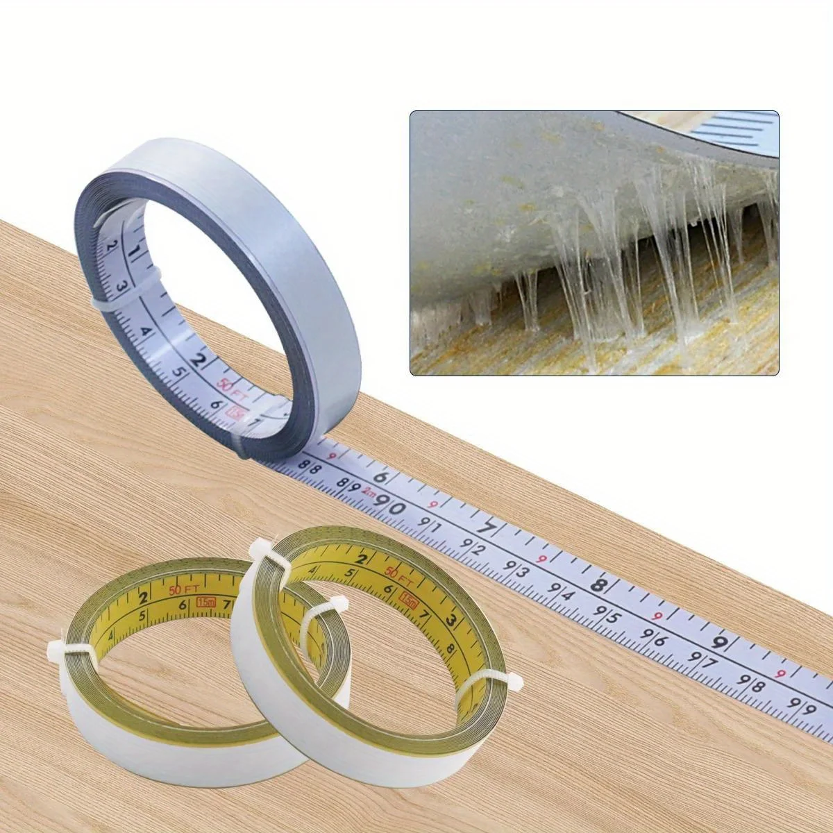 

Inch & Metric Self Adhesive Tape 1-2M Measure Steel Miter Saw Scale Miter Track Ruler for Router Table Saw Woodworking Tools