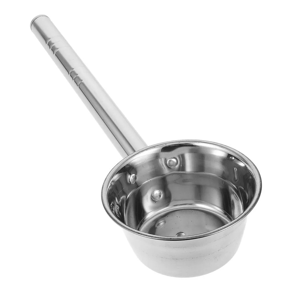 Water Ladle Stainless Steel Long Handle 14Cm Soup Ladle Spoon Water Scoop Shampoo Bath Kitchen Garden Dipper Flat Bottom