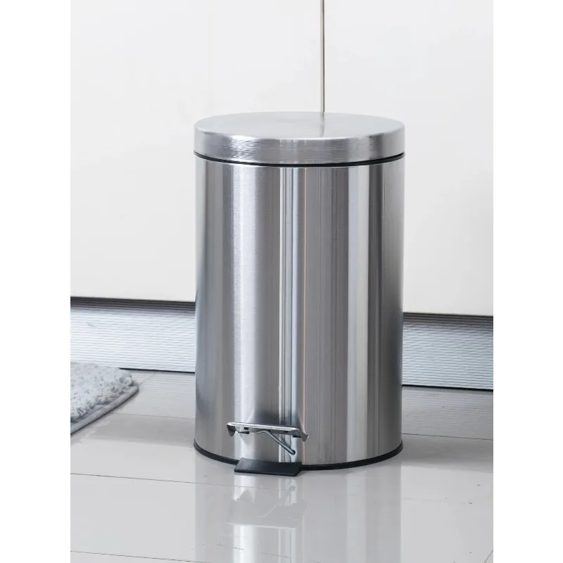 

12L Dirt resistant mini rectangular bin with soft closing footboard, brushed stainless steel, for bathrooms and small Spaces