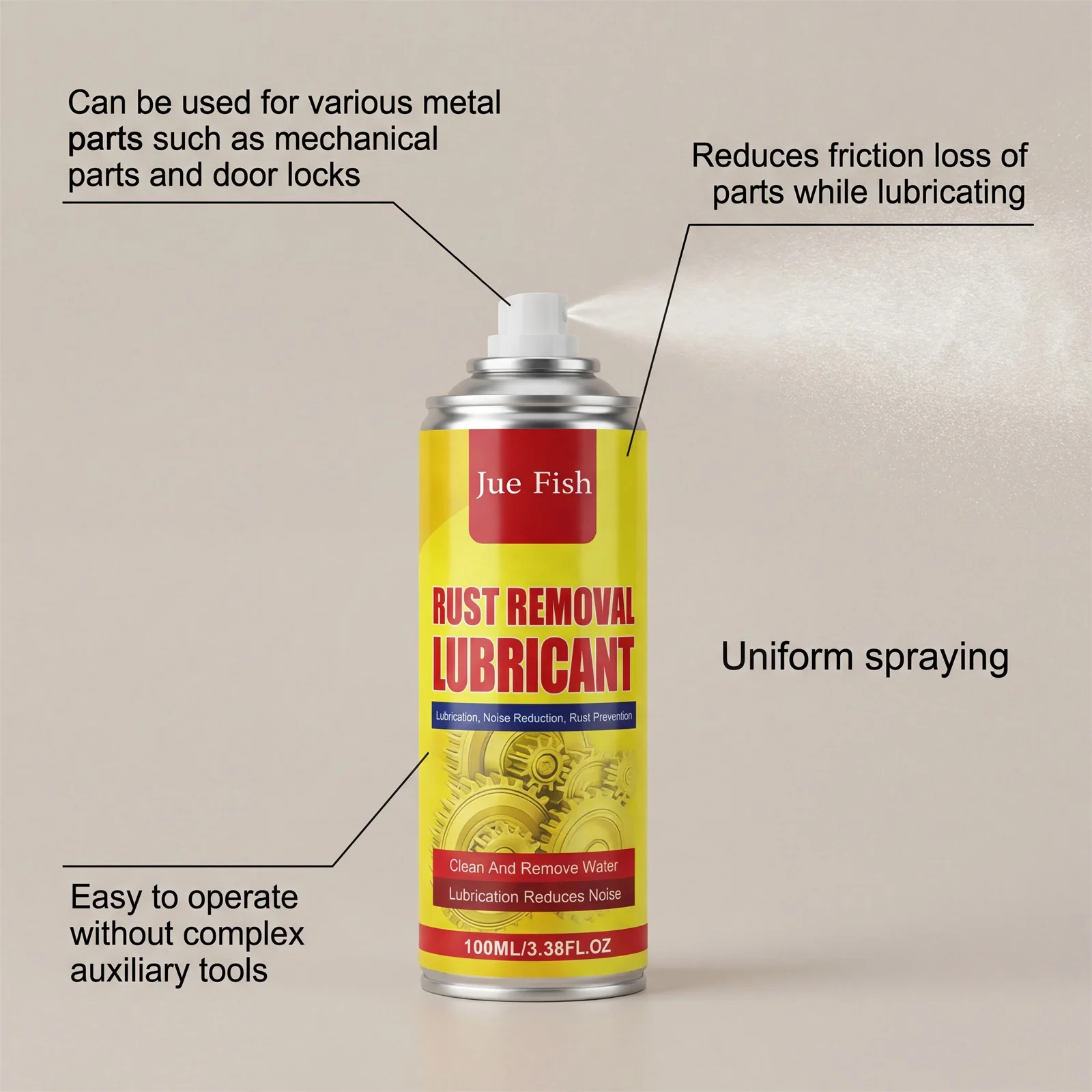Rust Remover Spray Quick Rust Dissolution Anti Oxidation Reduce Friction Metal Polish Renovation Eliminate Squeaks Multi Purpose