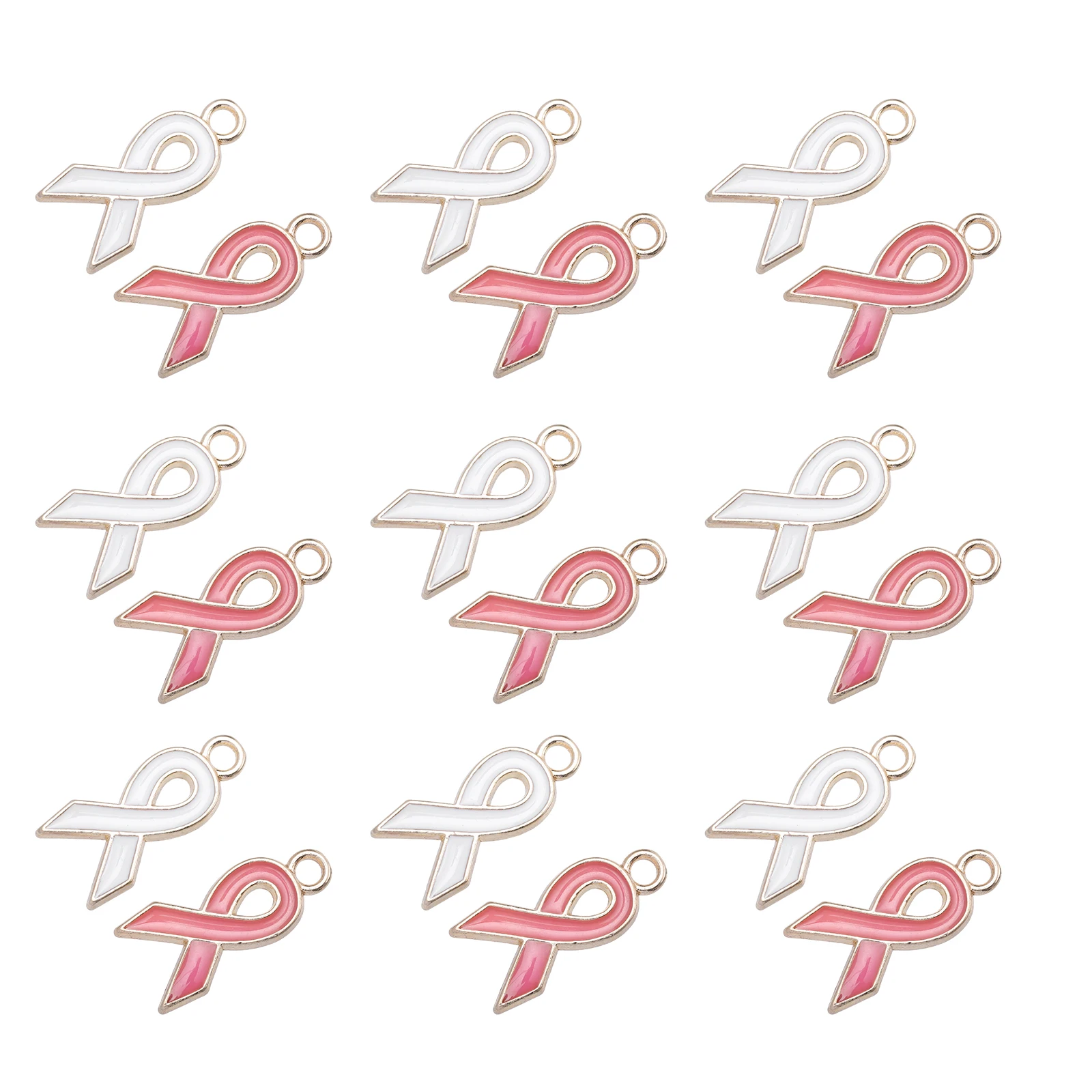 

40pcs Accessories Pink White Ribbon Charms DIY Jewelry Making Crafts Necklace Earrings Bracelet Decorations