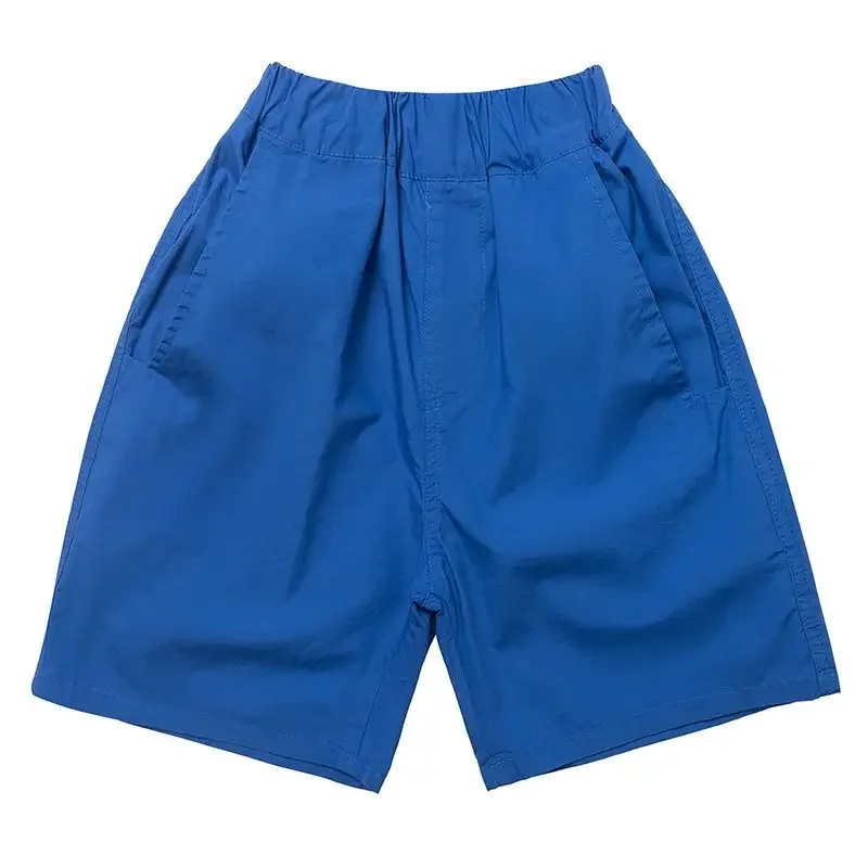 Pantalones cortos de cintura elástica para niños, ropa deportiva informal de Color sólido con letras de dibujos animados, Verano