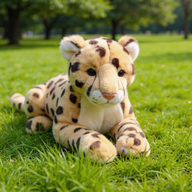 Realistic Animal Cheetah Plush Toys High Fidelity Animal Models Simulation Leopard Doll Gift Decoration 50cm DY10451