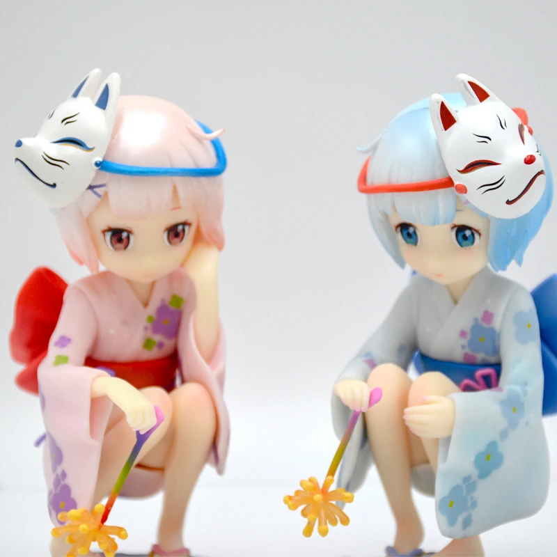 2pcs/set Re:ZERO Starting Life in Another World Ram/Rem Anime Girl Figure Childhood Summer Memories Action Figure Model Toy Gift