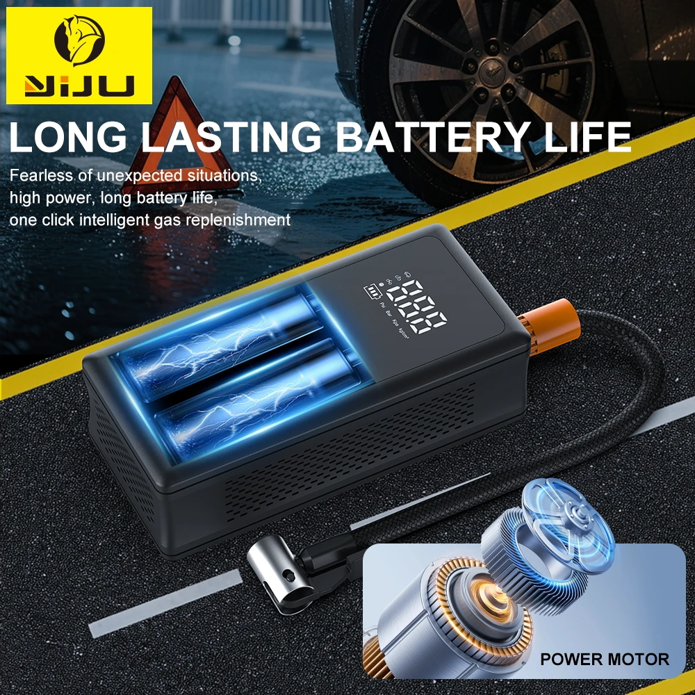 

YIJU портативный насос для накачивания шин, перезаряжаемый электрический насос для автомобиля, велосипеда, цифровой воздушный компрессор, насос для накачивания футбольного мяча