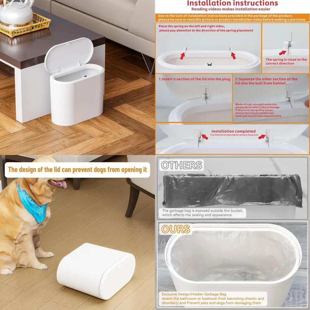 

12L Dual Pack Slim Trash Cans with Lids, 3.17 Gallon Dog-Proof Wastebaskets for Kitchen, Office, RV, and Dorm