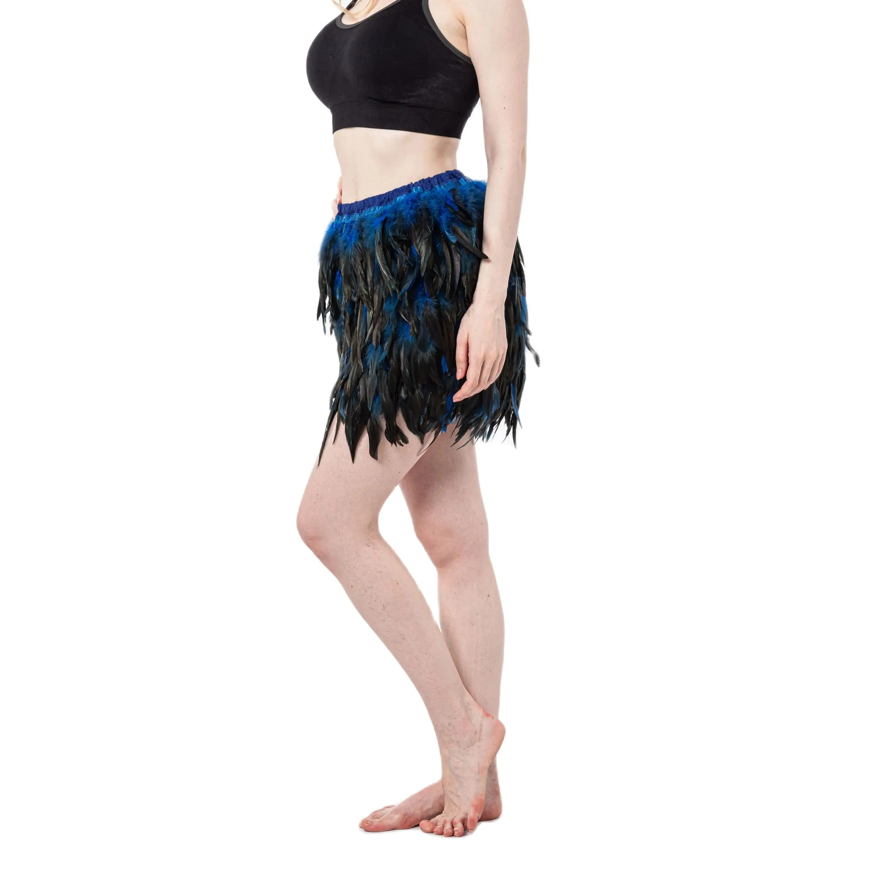 Real Natural Feather Skirt for Women, Multi-Color, Elastic Waist, Dress Costume, Cosplay Cloth, Royal Blue, 210711