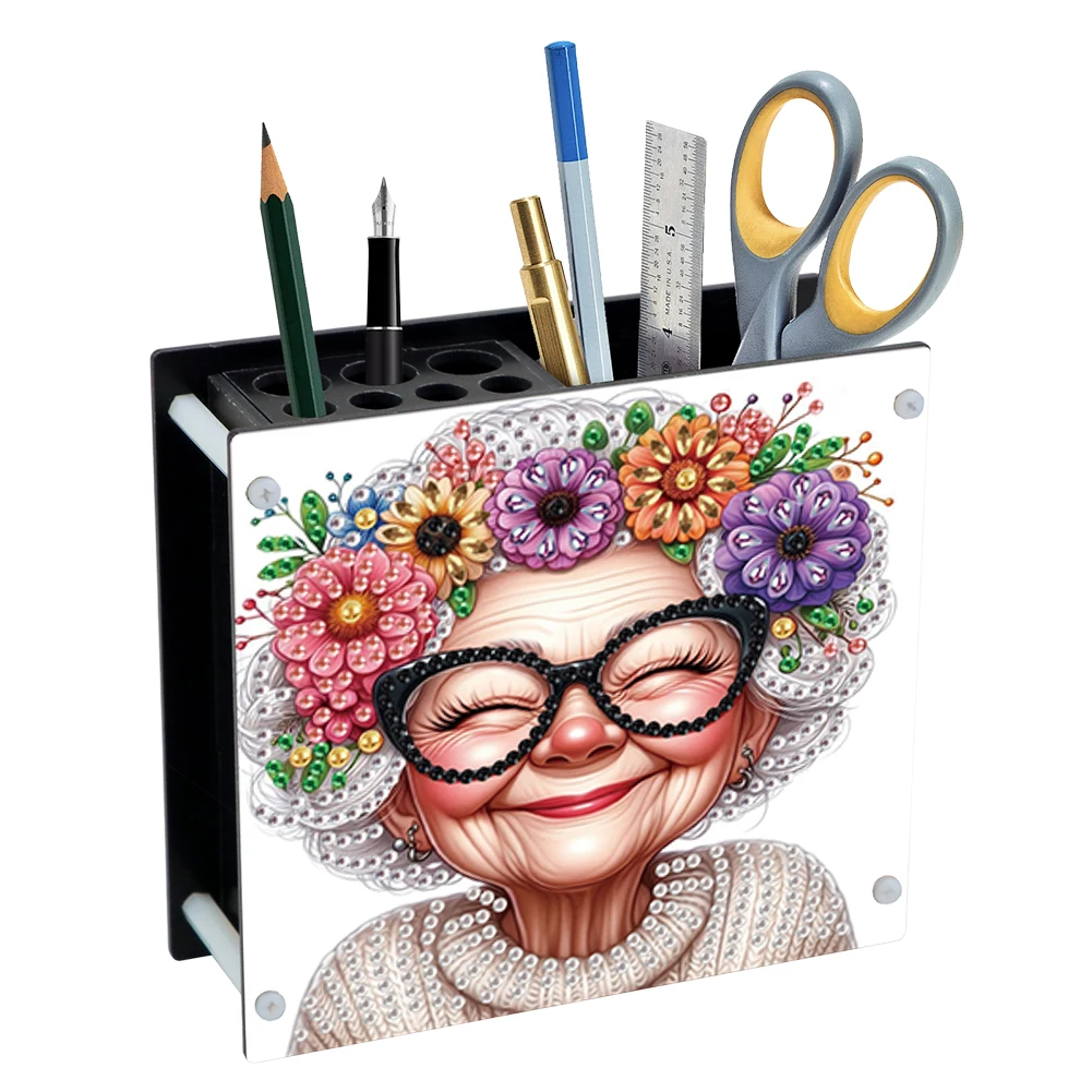 

Acrylic Special Shaped Rhinestones Pencil Organizer Diamond Embroidery Pen Holder Box Diamond Art Pencil Holder for Aldults