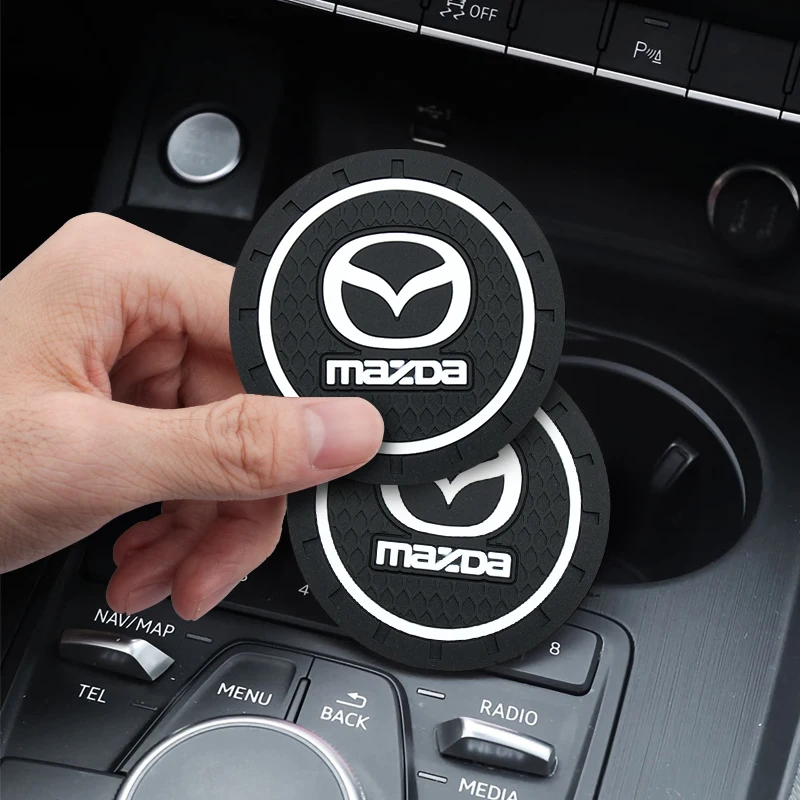 Car Logo Coaster Mats Car Water Cup Bottle Holder Anti Slip Pad For Mazda Axela 3 626 Folding M3 CX5 RX8 2018 CX 2 BL MX30