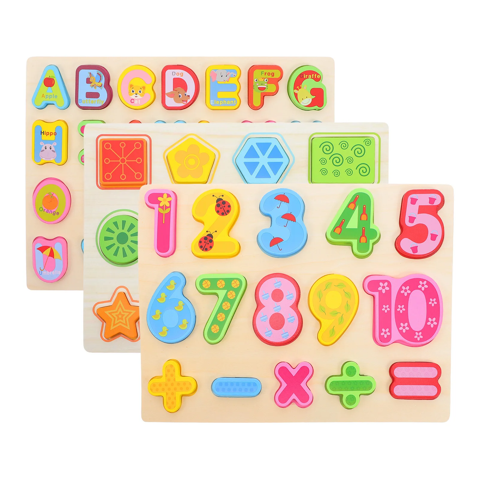 3 szt. Drewniane puzzle Montessori z alfabetem, liczbami i kształtami, zestaw edukacyjny dla przedszkolaków, wczesna nauka, gry edukacyjne, drewniane cyfry arabskie