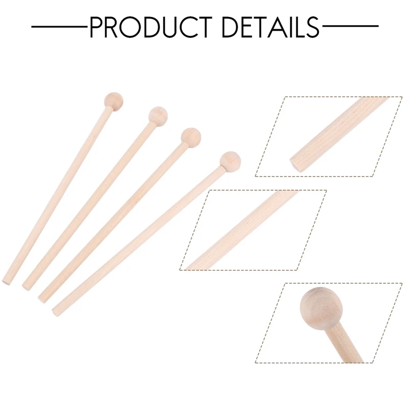 

2 пары деревянных молоточков для ударных инструментов: для энергетических колокольчиков, ксилофона, деревянных блоков, глокеншпилей и колокольчиков