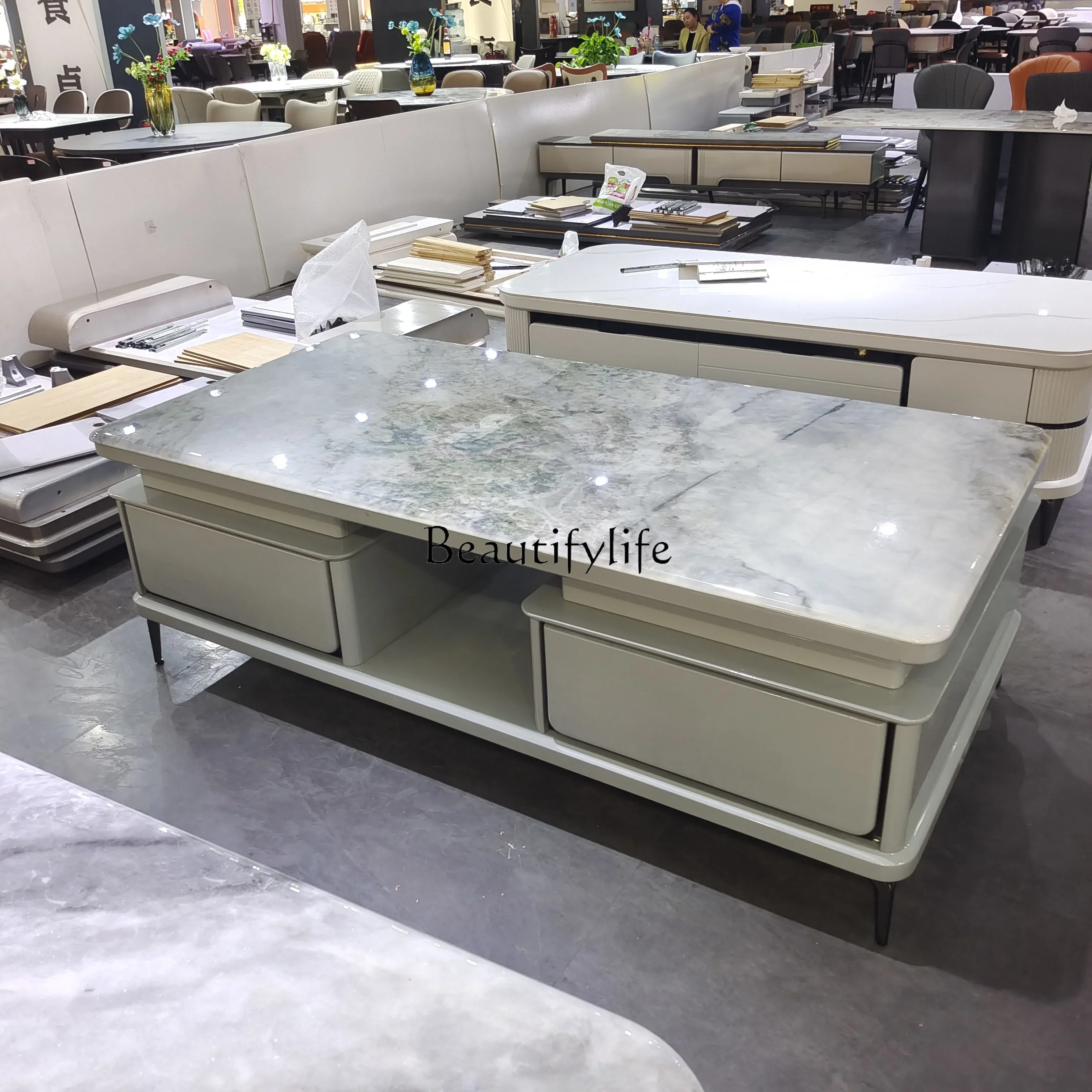 

ls 27Microcrystalline stone countertop coffee table, villa large living room