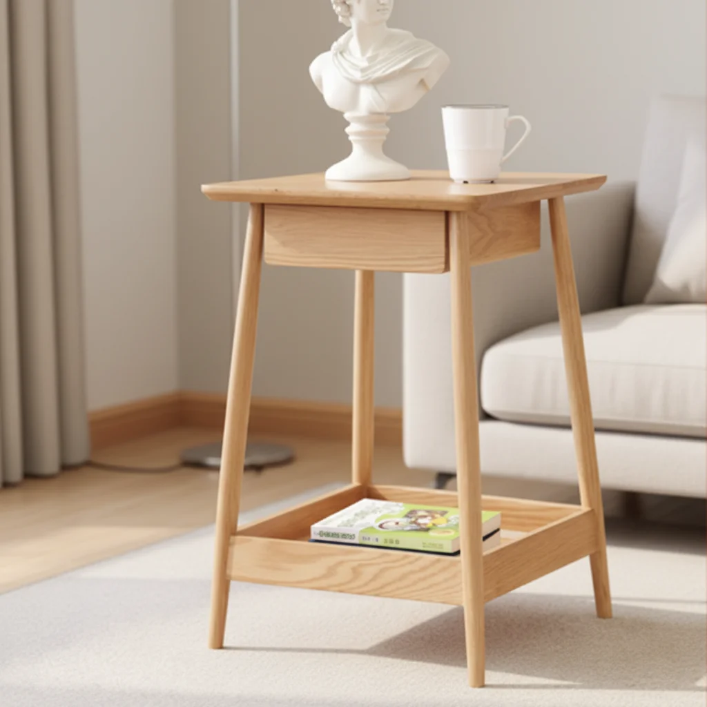 

# Solid Wood Modern Nightstand Bedside Cabinet Storage Customizable Oak Finish 1 Drawer Hotel