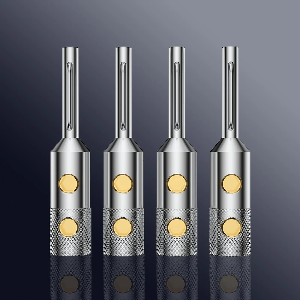 

4PCS Viborg VB401 High quality Pure Red Copper Gold/Silver Plated Banana Connector 4MM Speaker Wire Terminal Plug Screw Locking