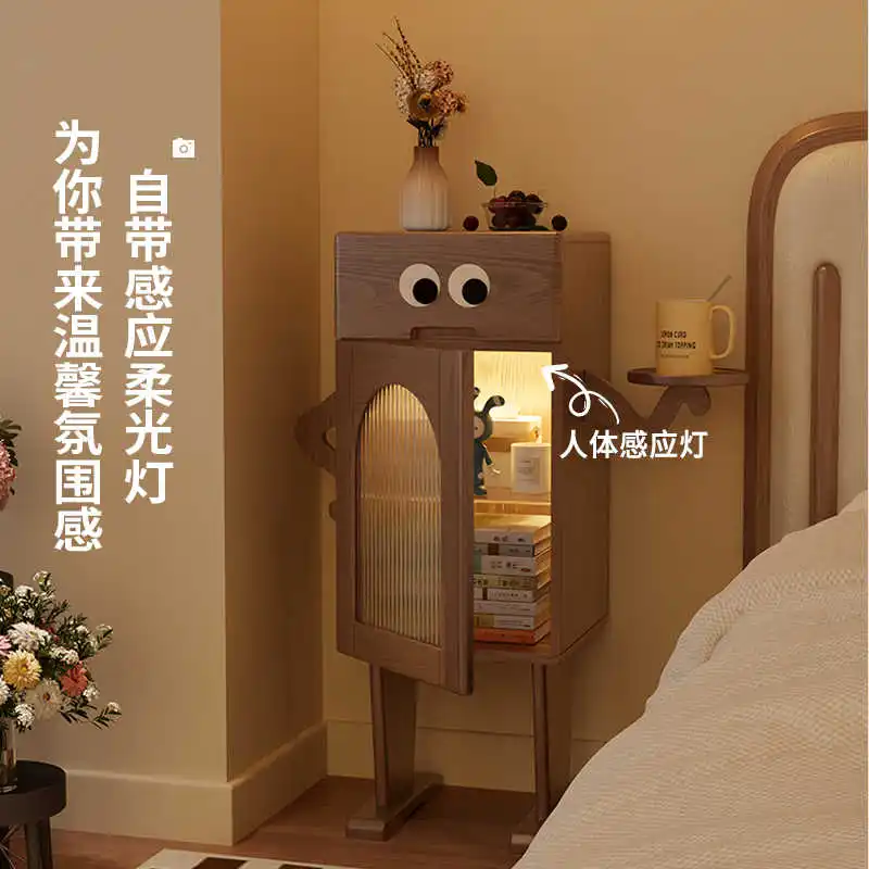 Solid wood cross waist bucket cabinet, bedroom storage cabinet, robot tilted cabinet, light luxury storage cabinet, living room