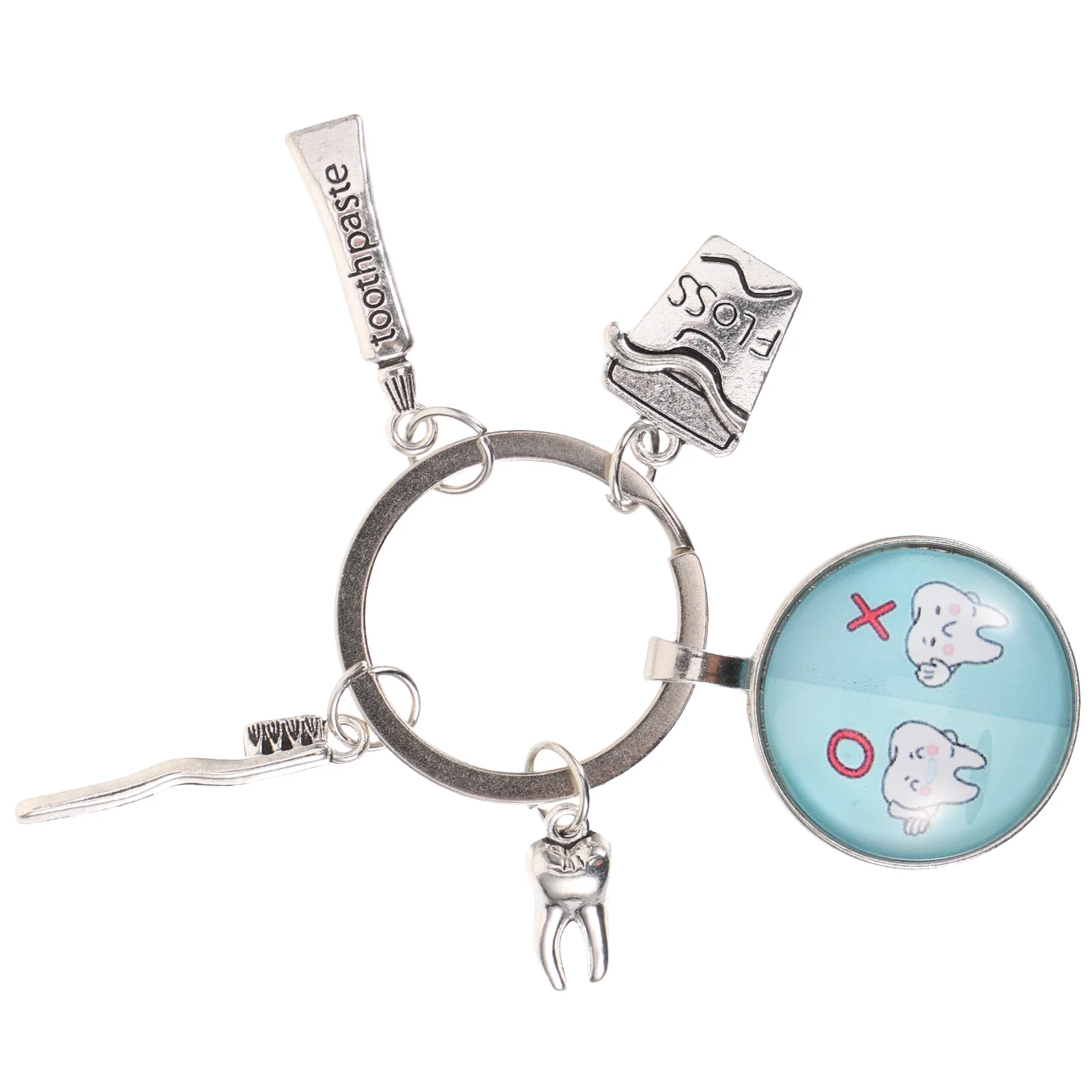 

Dental Tooth Keychain Keyring Alloy Teeth Cleaning Removal Cute Bag Pendant Gift for Kids Staff Dental Assistant