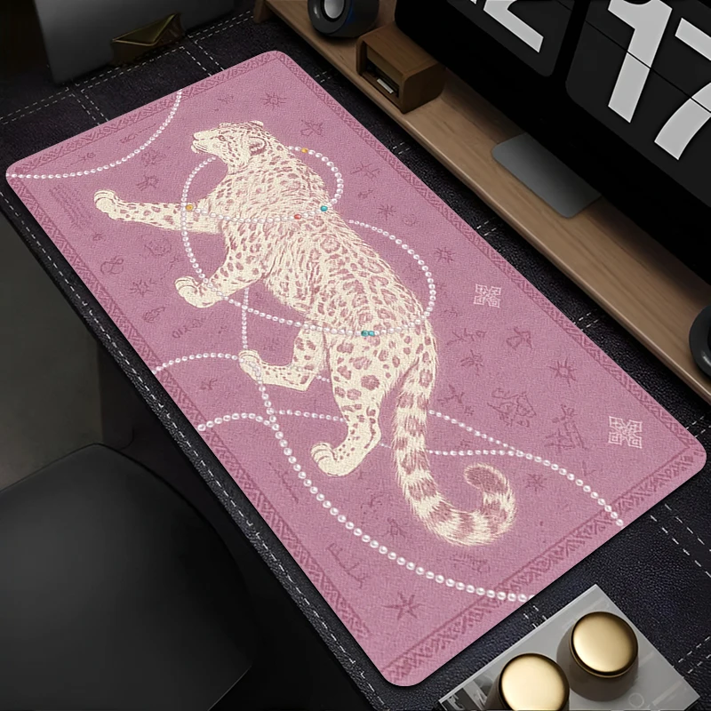 Snow leopard Mouse Pad Pink Office Desk Mat Gamer Computer Mousepad Gaming Accessories wild animal Keyboard Pad Large Mausepad