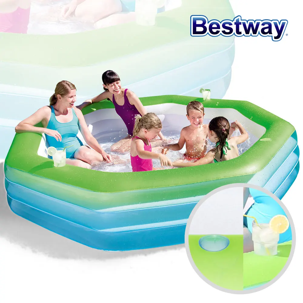 Best Way Artangular Emerald Air Inflatable Cup Holder 251x251x51 Family Swimming Pool Air Pool jang Paddling Pool Outdoor yard garden ground 54119