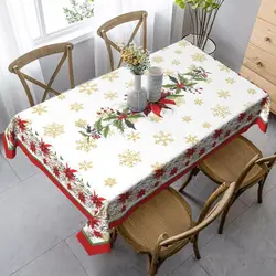 Christmas Flower Waterproof Rectangle Tablecloth Room Decor Reusable Tablecloth for Table Wedding Decoration Party Supplies