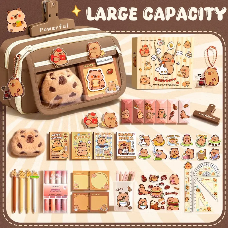 Imagem -05 - Kawaii Grande Capacidade Lápis Cases Bolsa de Escola Bolsa Box Compartimentos Suprimentos de Fornecimento Menina e Menino Kit Bonito Papelaria Zíperes