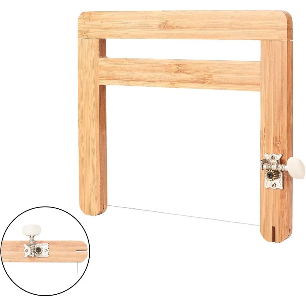 Проволочный бамбуковый резак для мыла, регулируемый антипригарный резак для мыла, режущий инструмент, резак для буханки, проволока с 2 шт. проволокой для мыльной свечи