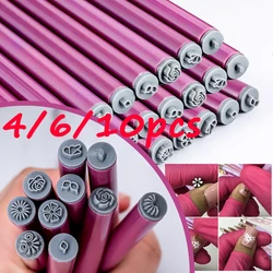 4/6/10Pcs Flower Shape Nail Art Stamp Pen Kit Daisy/Butterfly/Rose/petal Nail Painting Pencil DIY Professional Manicure Tools 10