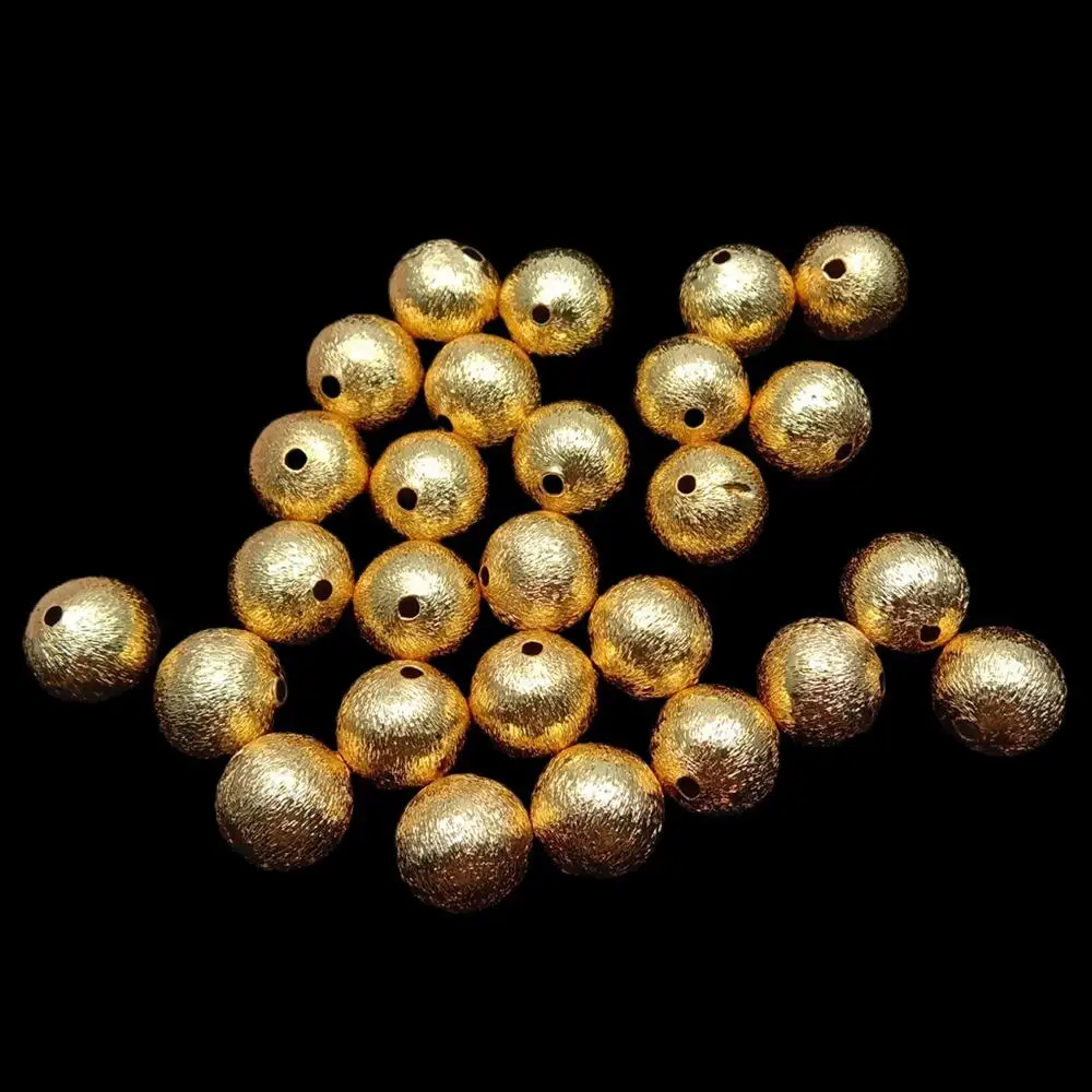 10 PCS Matte Finish Round 14mm Beads Gold Plated DIY Beads Handmade Supplies