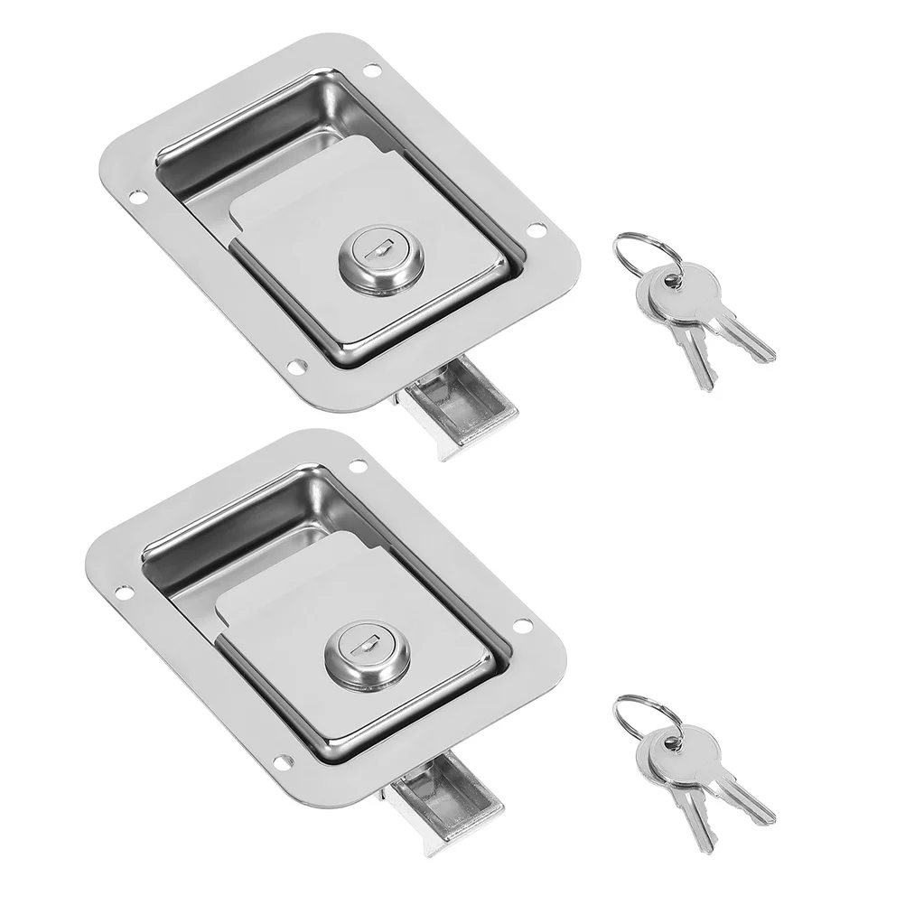 

2Sets Flush Recessed Panel Locks Heavy Duty Trailer Toolbox Door Latch Hidden Lock Replacement for Vehicle Security
