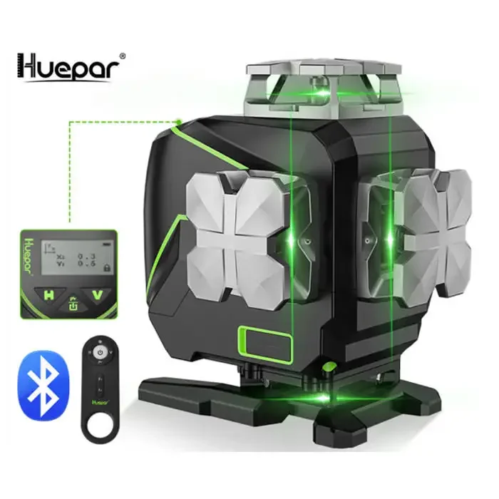 Huepar S04CG 16 Line 4D Green Digital Laser Level 360 Rotating Laser Floor Self-Leveling USB Rechargeable