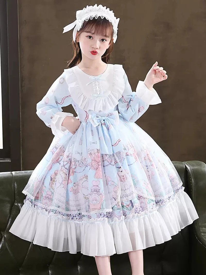 Vestido de fiesta de princesa de terciopelo para niña, vestido de boda Kawaii de Lolita, Otoño e Invierno