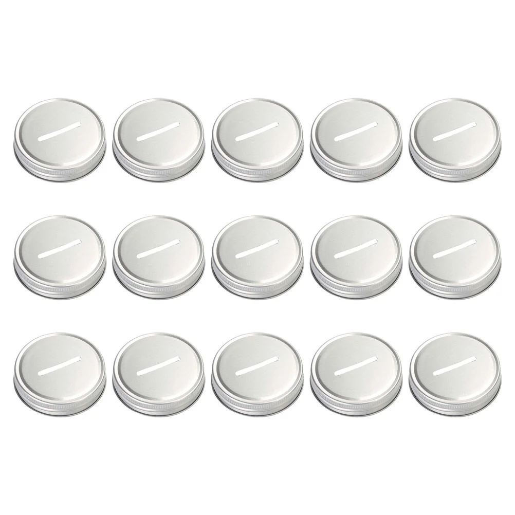 15 Pcs Piggy Bank Lid Wide Mouth Jar Lids Canning Regular Coin Tinplate Ball Mason Caps