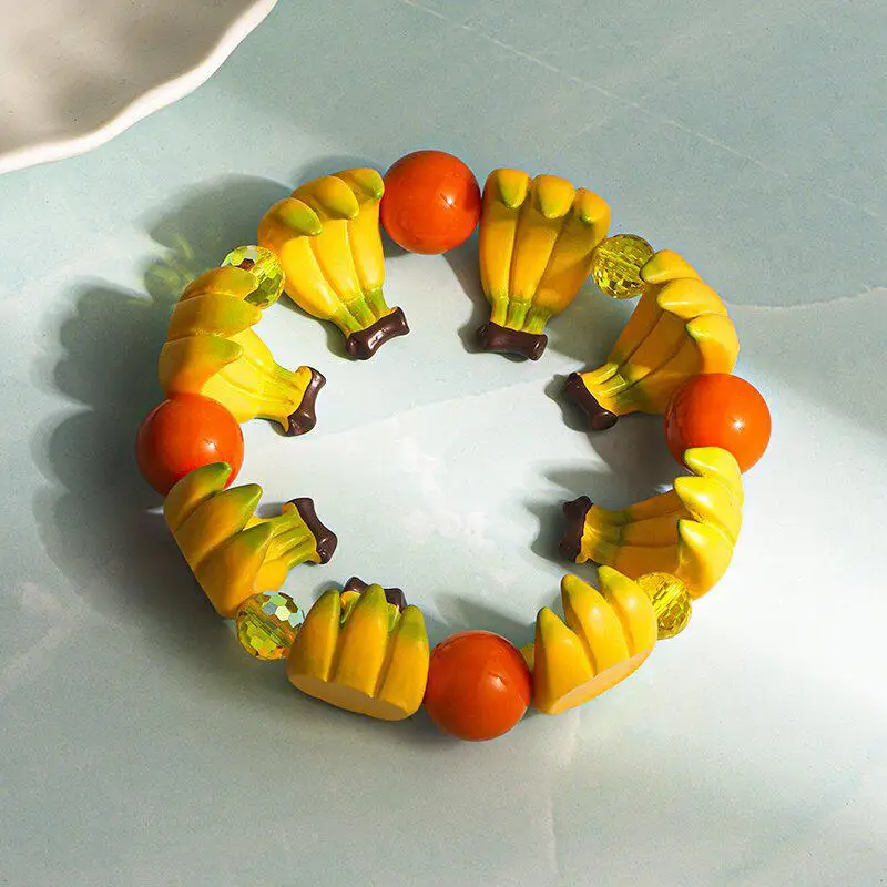 Niedliches 3D-Simulations-Harz-Frucht-Charm-Armband mit Kunstperlen- und Strassdetails für den täglichen Gebrauch, Partys und den Sommer-Strandurlaub. – Detail 3