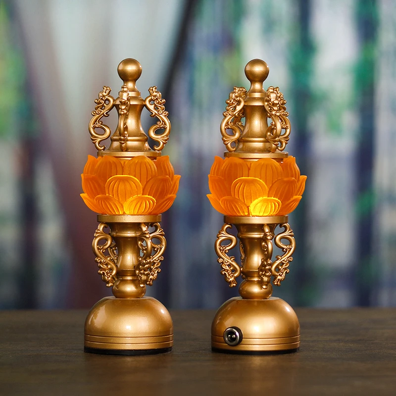 

Ancient Glass Lotus Lamp/110V-240V Plug-in LED Light /LED Buddhist Lamp 1PCS Fairy Desk Decoration
