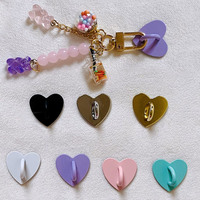 Kawaii Adhesive Hook Metal Heart Phone Charm Holder Mobile Phone Case Finger Ring Stand Buckle Charms Clasp Accessories Pendant