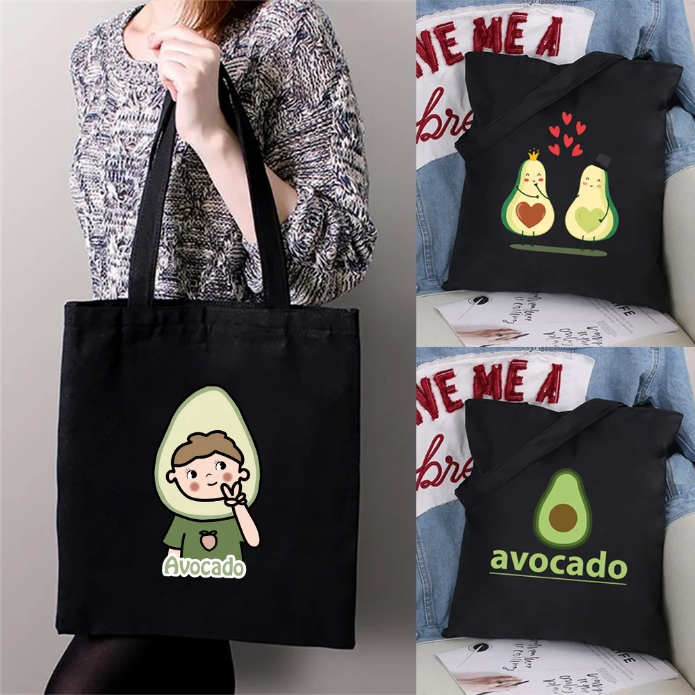 

new Women Canvas Shopper Shoulder Bag Eco Handbag Fashion Organizer Tote Commute Grocery Bags Avocado Print Shopping handbags