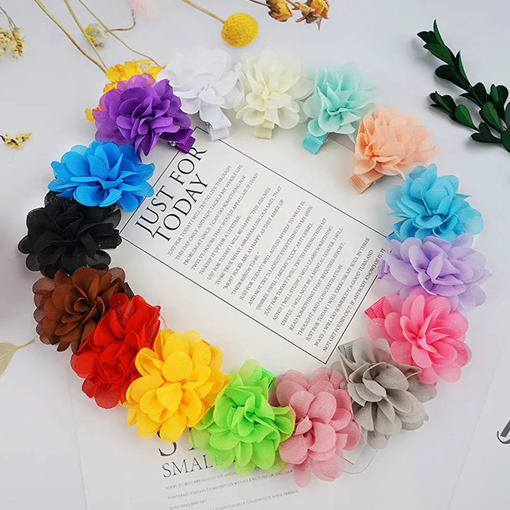 

20Pcs Hair Accessories Flower Clip Set Chiffon Flower Hairpins for Birthday Christmas Childrens Day Gift Idea