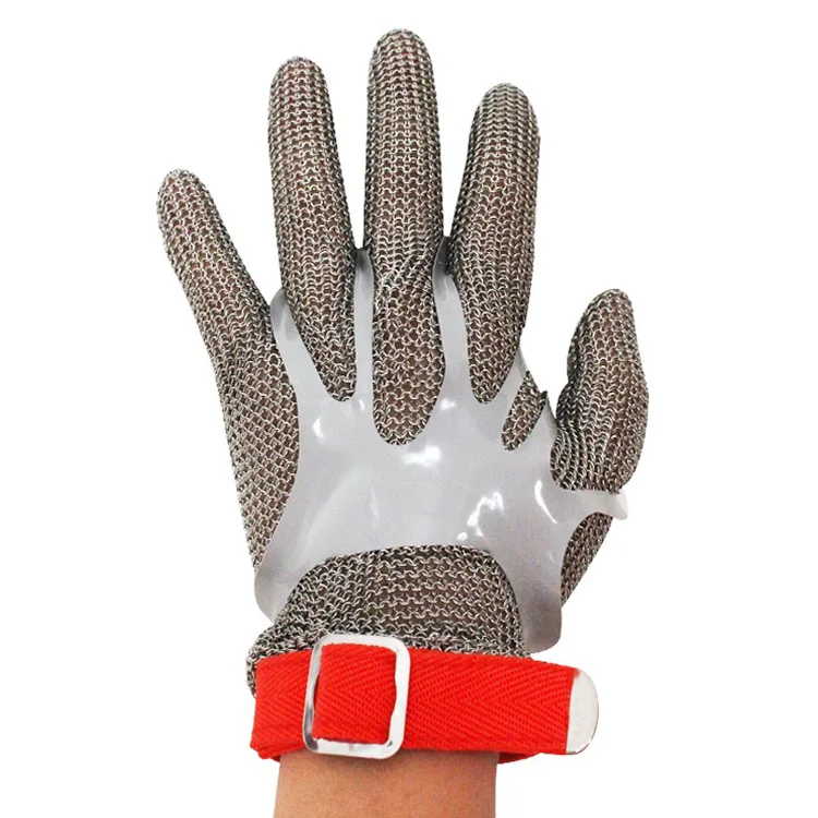 Plastic Belt Stainless Steel Mesh Glove Cut Resistant Chain Mail Protective Anti-Cutting Glove for Kitchen Butcher Cleaner Glove