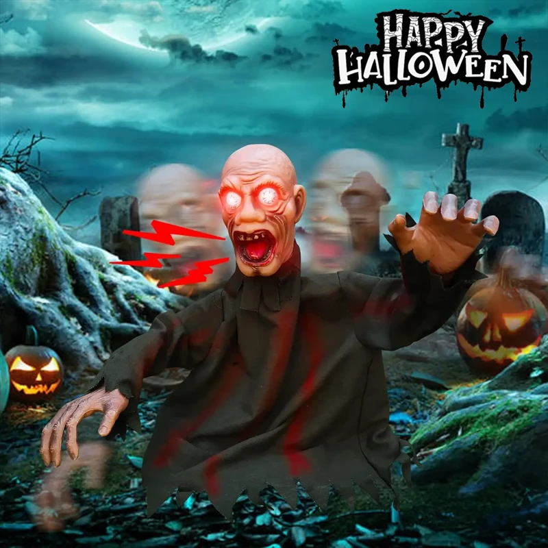 

Halloween Voice Activated Swinging Horror Props Motion Activated Scary Inserted Decoration Outdoor Terrifying Hallowmas