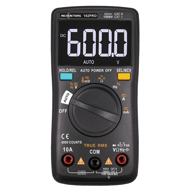 RM102Pro NCV multimetr cyfrowy 6000 zliczeń podświetlenie Atuo zakres AC/DC amperomierz woltomierz Ohm przenośny miernik napięcia