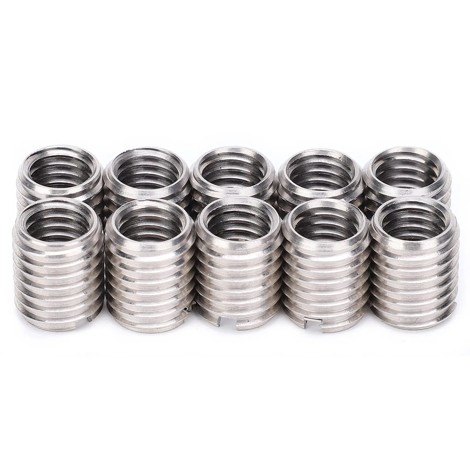 10Pcs Stainless Steel Insert Nut Thread Repair Sleeve Threaded Bushing Screw Nut Reducing Conversion Tool