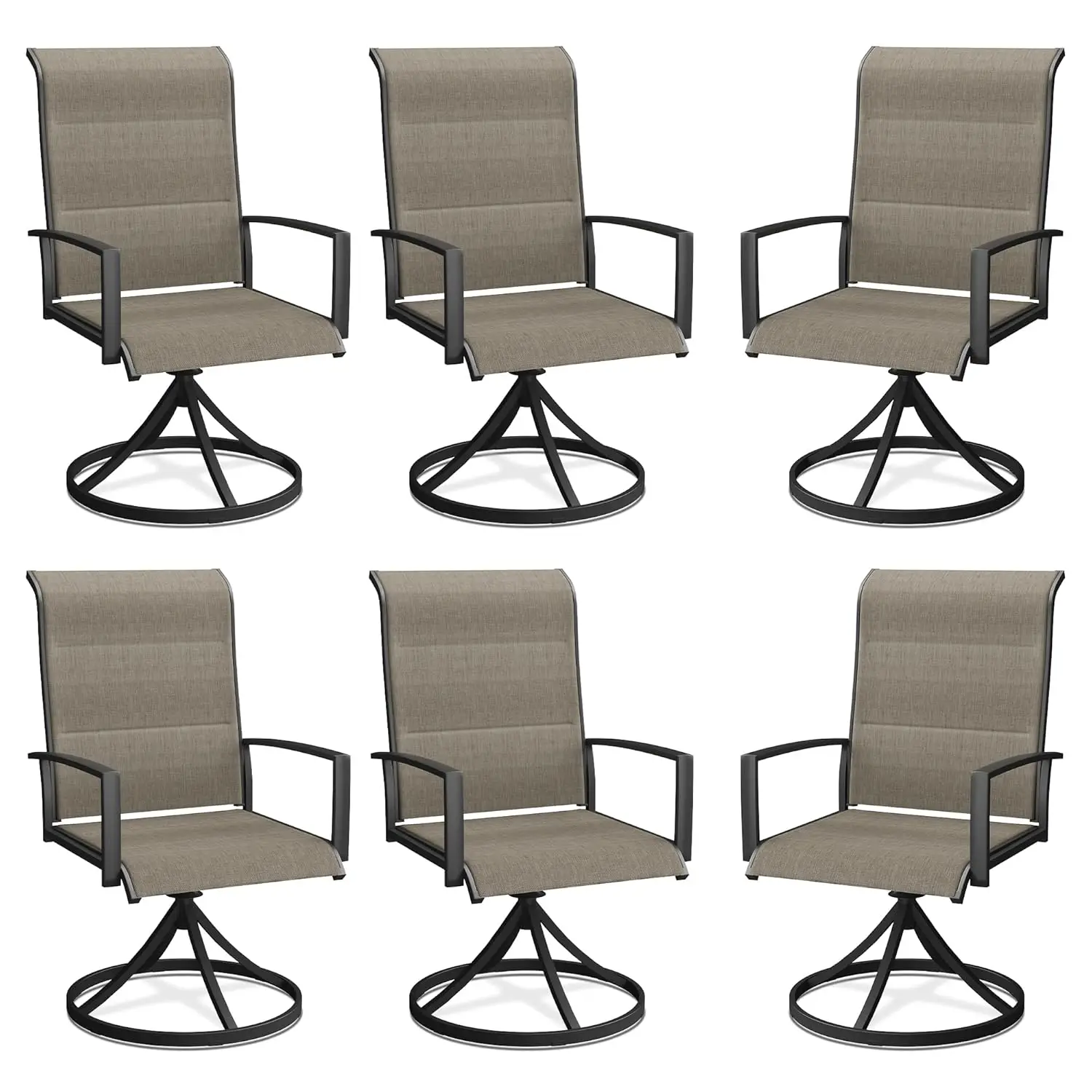 

Набор из 6 поворотных уличных стульев, всепогодные металлические обеденные стулья для патио с мягкими сиденьями для балкона, на заказ